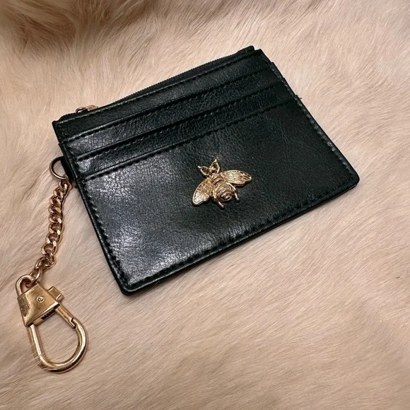 Green Card Holder with Gold Bee Accent - Picture 1 of 4